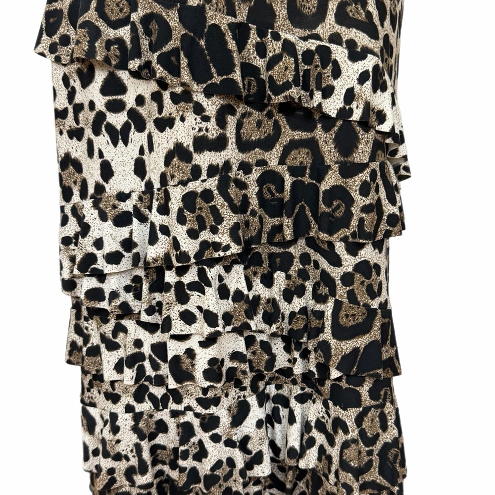 Coco Bianco Leopard Print Tiered Ruffle Maxi Skirt Women’s Small Pull-On - Picture 3 of 6